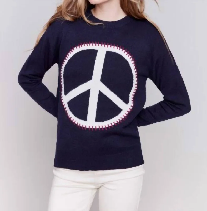 Peace Sign Sweater In Navy